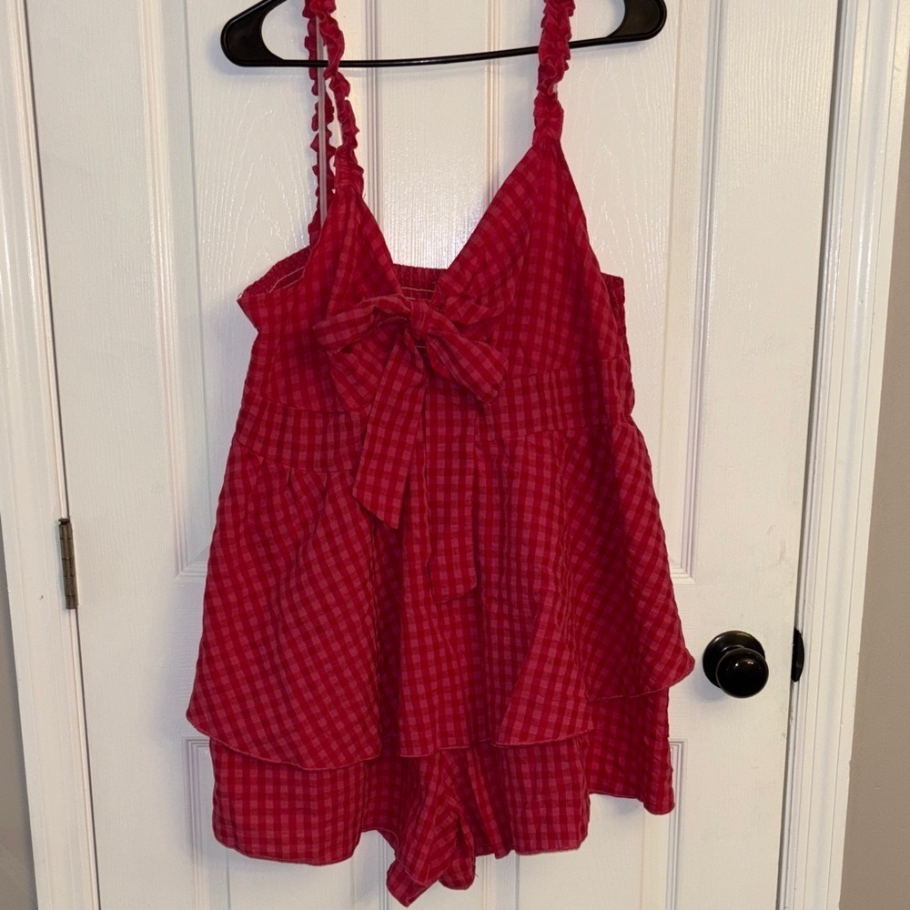 Pink Gingham Romper